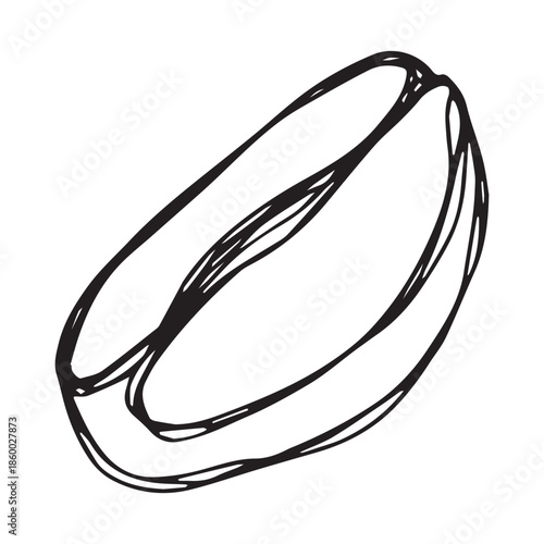 Hand drawn fresh roasted coffee bean Arabica robusta seed doodle Single element for print, web, design, decor