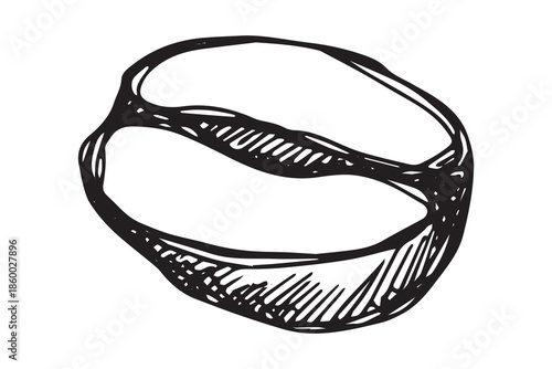 Hand drawn fresh roasted coffee bean Arabica robusta seed doodle Single element for print, web, design, decor