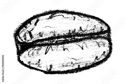 Hand drawn fresh roasted coffee bean Arabica robusta seed doodle Single element for print, web, design, decor