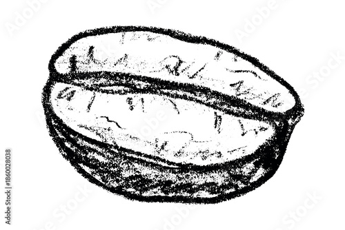 Hand drawn fresh roasted coffee bean Arabica robusta seed doodle Single element for print, web, design, decor
