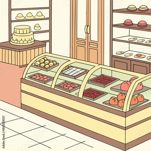 a quaint bakery display showcases a delightful assortment of pastries cakes and sweet treats inviting customers to indulge