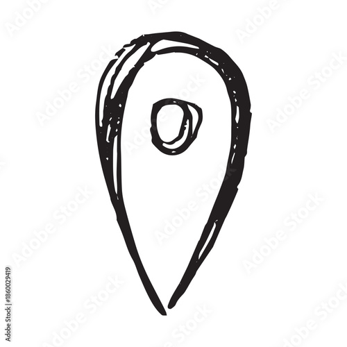 Hand drawn map pin Map marker pointer sign GPS and mapping tools Location pin symbol Pinpoint clipart in doodle style Single element for web, design