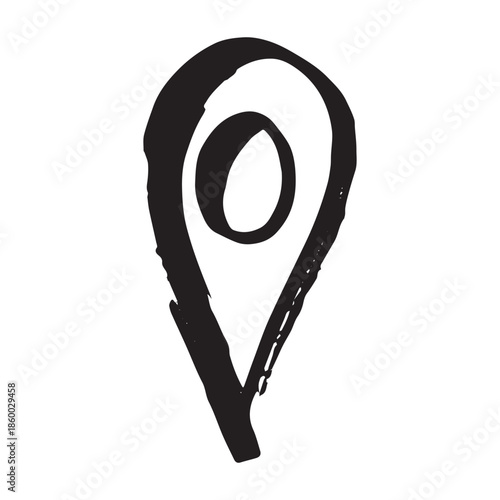 Hand drawn map pin Map marker pointer sign GPS and mapping tools Location pin symbol Pinpoint clipart in doodle style Single element for web, design