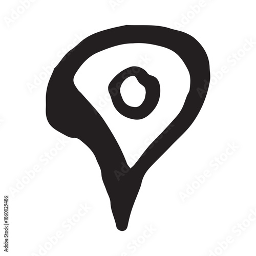 Hand drawn map pin Map marker pointer sign GPS and mapping tools Location pin symbol Pinpoint clipart in doodle style Single element for web, design