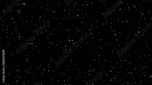 Realistic Snowfall Seamless Loop Animation Featuring Winter Snow Overlay, White Snow Overlay Layer on Black Background with Falling Snowflakes Isolated for Cinematic Effects
