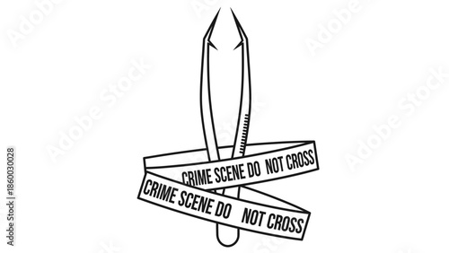 Crime Scene Tape Wrapped Around a Sharp Object.