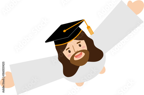 졸업모자를 쓴 예수님