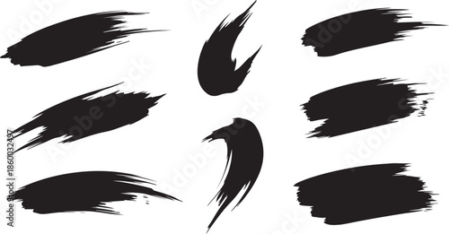 Abstract Dark Brush Strokes on Black Background Graphic Design Elements