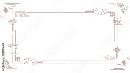 A decorative frame with intricate borders and Chinese New Year 2026 elements on a white background, featuring a blend of traditional and modern designs.