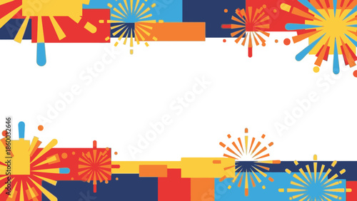 Vibrant decorative frames and borders with colorful explosion designs for Chinese New Year 2026 celebrations on a white background.