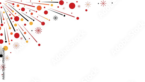 Vibrant decorative frame with colorful fireworks and starburst elements on a white background, ideal for Chinese New Year 2026 celebrations and festive borders.