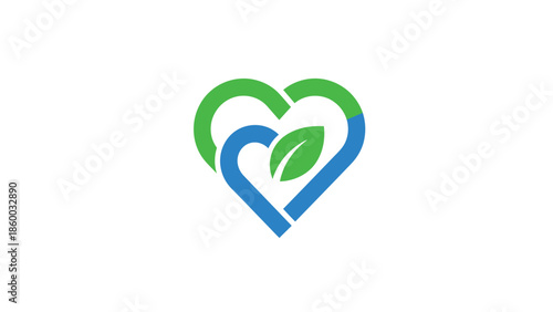 Heart-shaped logo with green and blue colors, representing health and nature.