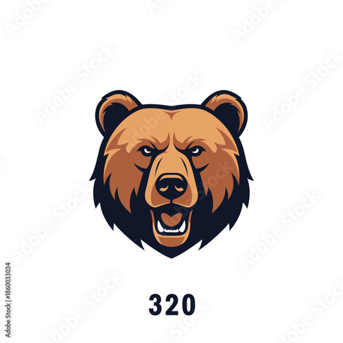 Intense bear head illustration with a fierce expression and open mouth, ready to attack.