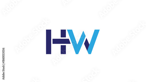 HW logo design with blue and dark blue colors on a white background.