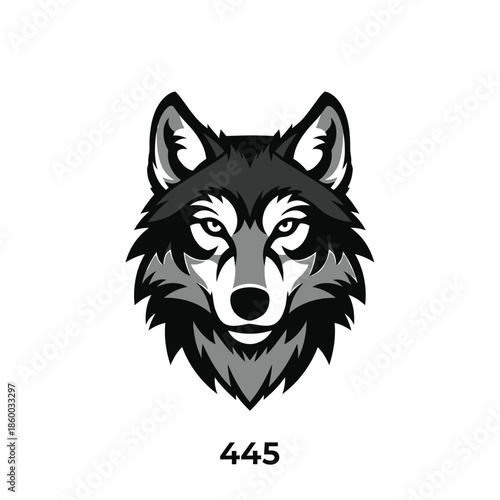 Intense wolf head illustration with sharp features and a determined gaze, perfect for design.
