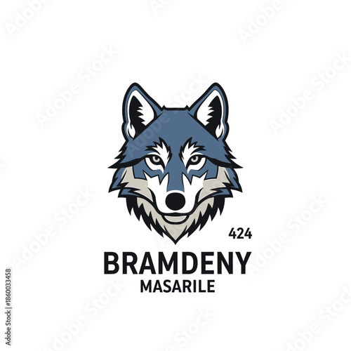 Intense wolf head logo design with Bramdeny Masarile text and number 424.