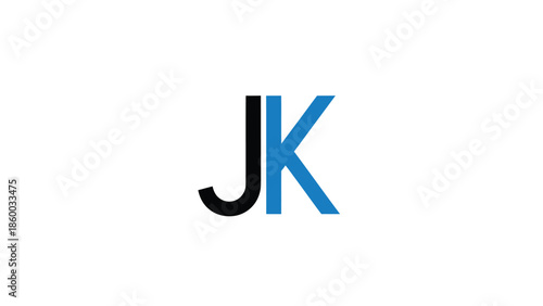JK initials logo design with black and blue colors for branding.