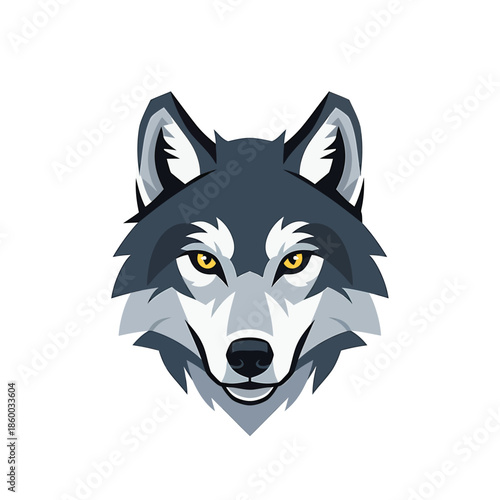 Intense wolf portrait showcasing piercing yellow eyes and detailed fur, a majestic creature.