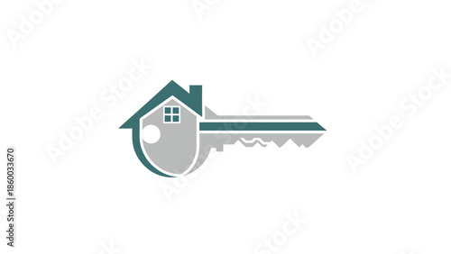 Key and house logo representing real estate and property ownership.