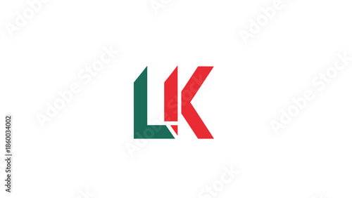 LK logo design with green and red colors, simple and modern.