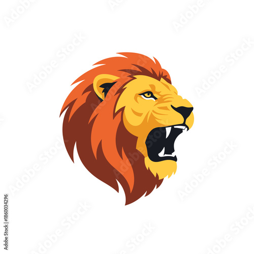 Majestic lion head roaring with intense expression and vibrant colors.