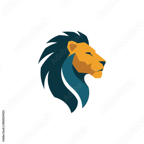 Majestic lion head logo design with vibrant colors and sharp details.