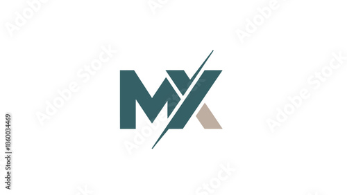 MX logo design with a diagonal line cutting through the letters.