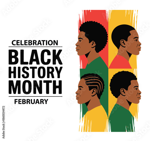 Black History Month Celebration in February Vectot on a White Background