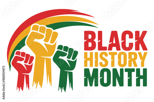 Black History Month Fist Logo with Rainbow Vectot on a White Background
