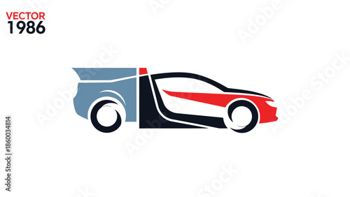 Modern abstract car design with a unique split color scheme and sleek lines.