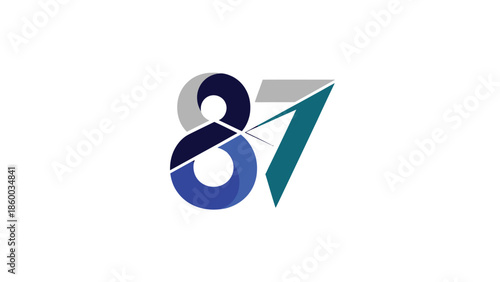 Modern abstract design featuring the numbers eighty-seven in a creative style.