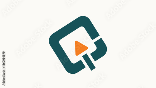 Modern abstract logo design featuring a play button inside a square shape.