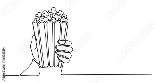 Hand Holding Popcorn Bucket Vectot on a White Background