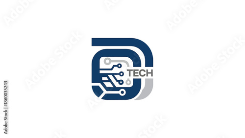 Modern Tech Logo Design Featuring Circuit Board and Letter D.