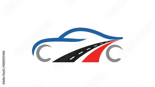 Creative car logo design featuring a road and stylized letter C elements.