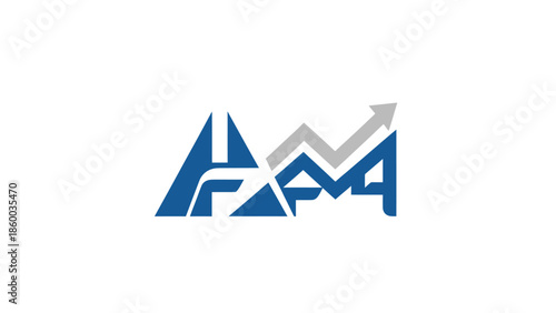 Modern business logo featuring upward trend and financial growth.