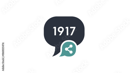 Modern communication icon featuring the year 1917, representing historical messaging and sharing.
