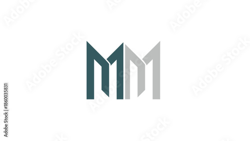Modern minimalist logo design featuring three stylized letter M shapes in different colors.