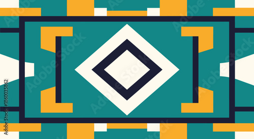 Abstract geometric pattern with central diamond shape and vibrant colors.