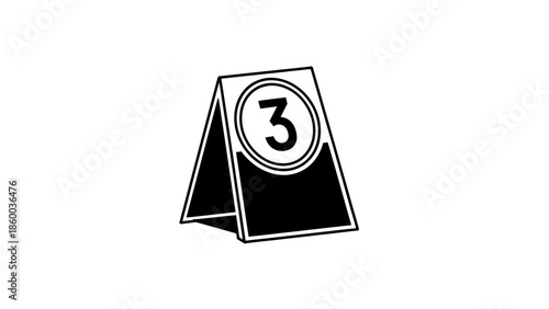 Number Three Sign Board Icon.