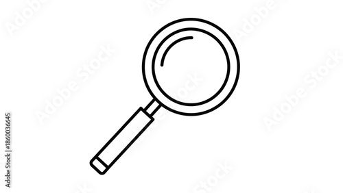 Magnifying glass icon line art style.