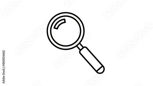 Magnifying glass icon line drawing.