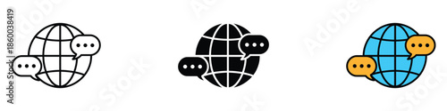 Global dialog icon vector. Global communication chat symbol. vector illustration.