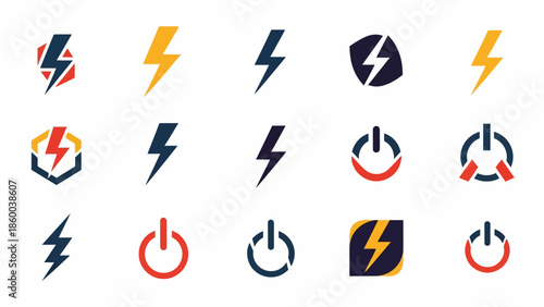 Collection of Lightning Bolt and Power Icons.