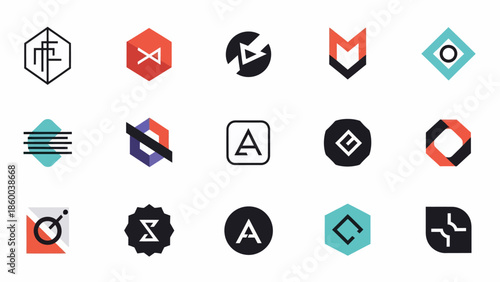 Collection of Modern Geometric Logos and Icons.