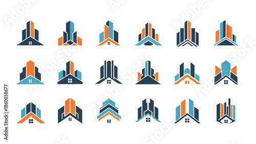Collection of Modern Building Logos and Icons.
