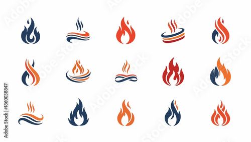 Collection of Various Flame Logos and Icons.
