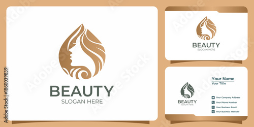 minimalist beauty abstract logo salon and spa silhouette shape concept logo and business card template