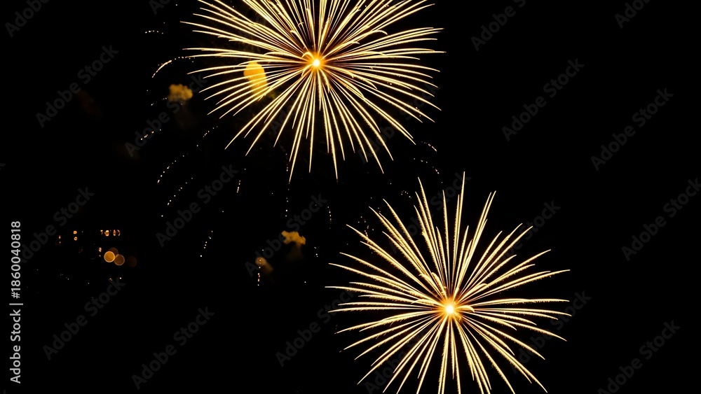 Fototapeta premium Vibrant fireworks exploding in the night sky