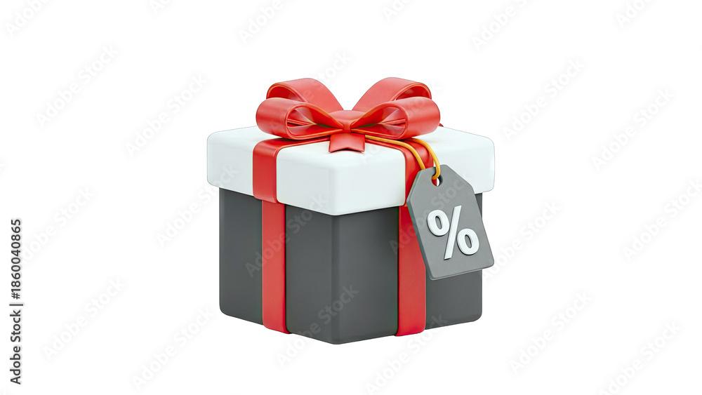 Obraz premium Gift Box with Percentage Tag